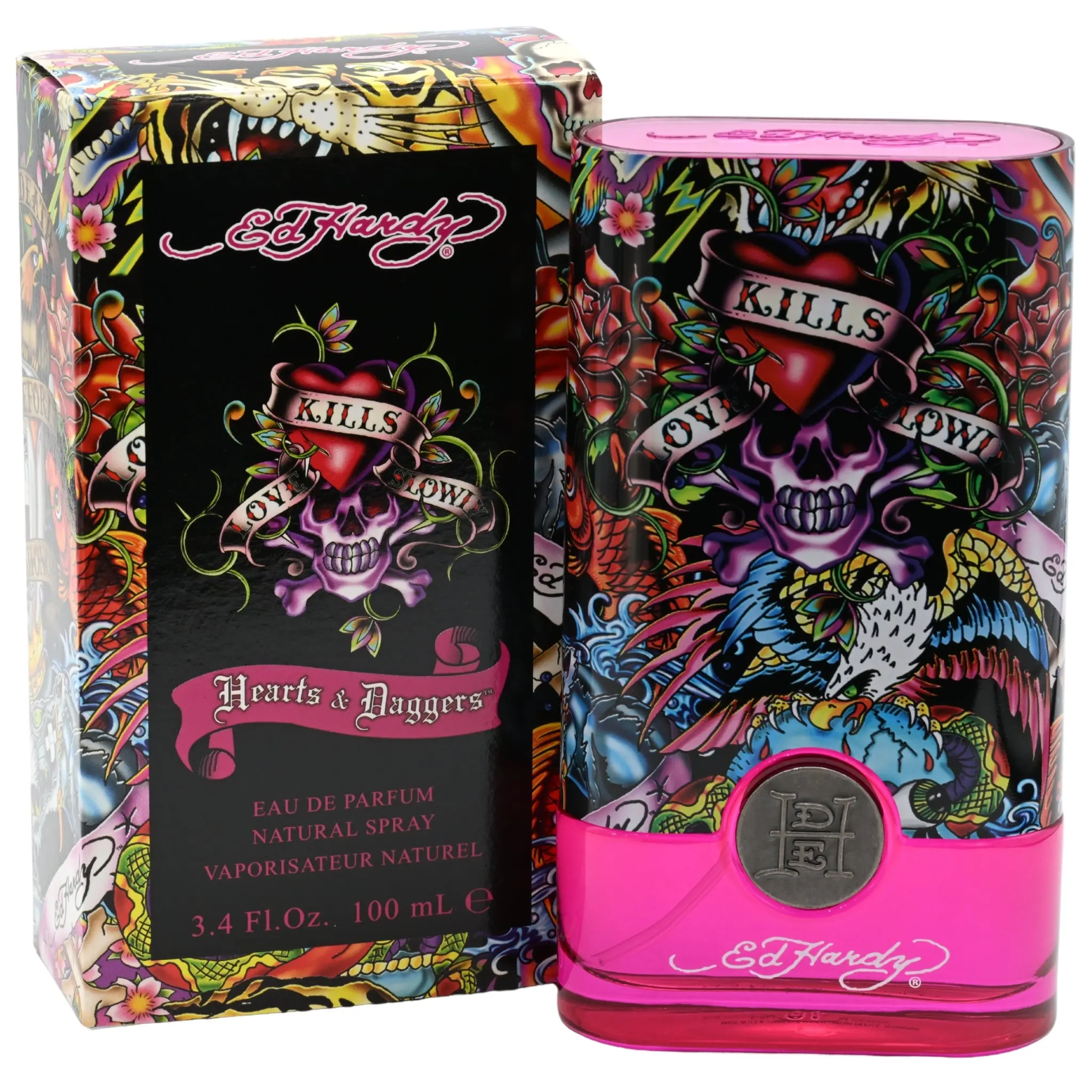 ED HARDY Hearts & Daggers Women's Eau de Parfum, Fruity Floral Designer Fragrance with Blood Orange and Amber Notes, 3.4 oz Spray Bottle, Designer Bottle Women's Fragrance, Women Perfumes