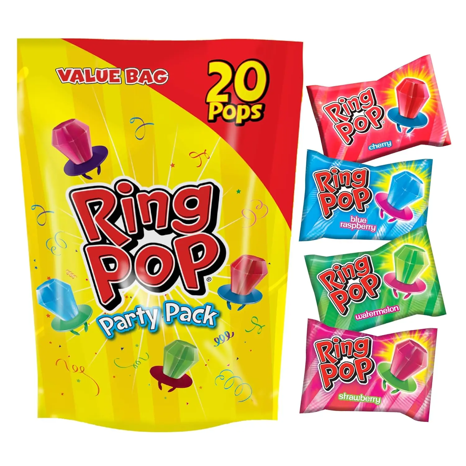 Lollipops - Bulk Candy Individually Wrapped Suckers Variety Party Pack- 20 Count w/Assorted Flavors - Hard Candy for Party Favors, Kids & Goodie Bag Stuffers 0.63 Pounds