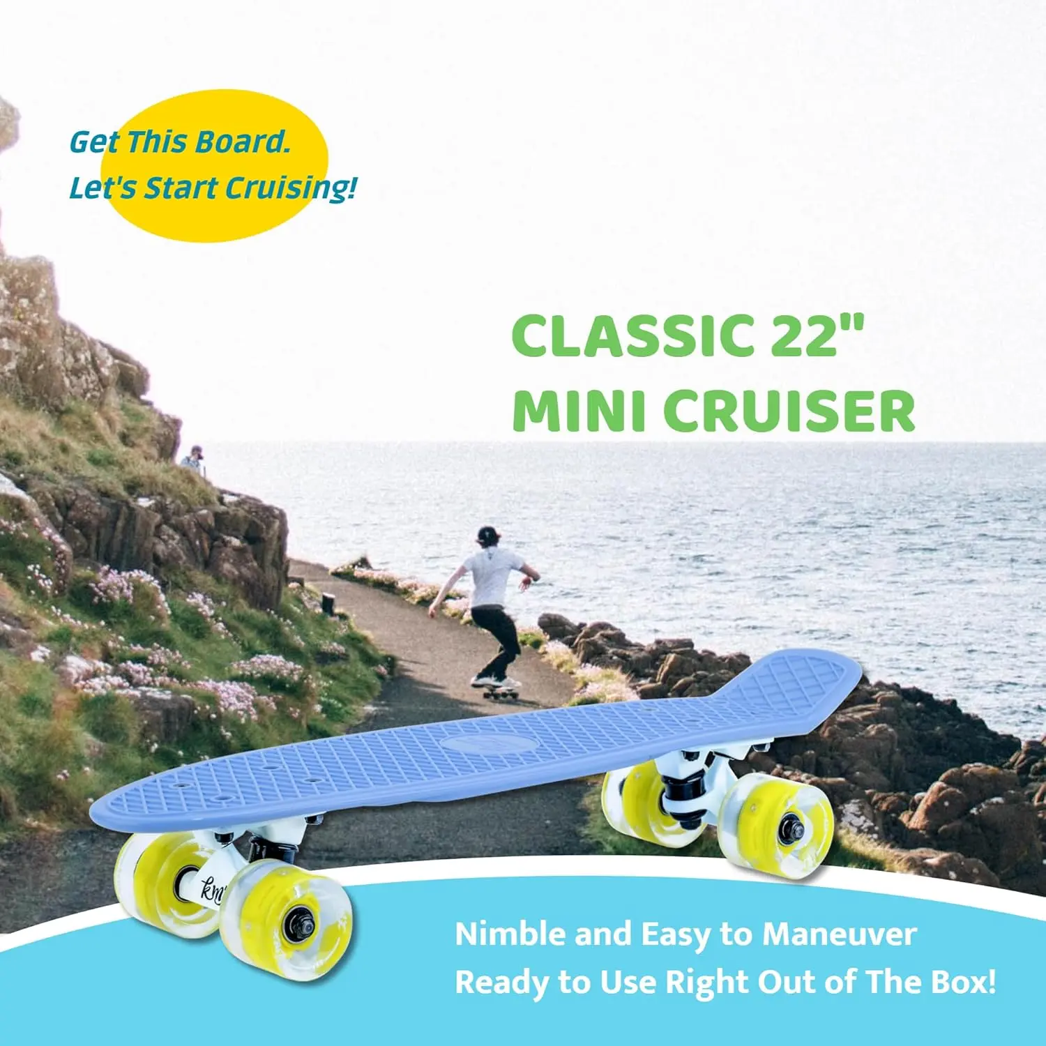 Skateboard 22 and 27 Inch, Classic Cruiser Skateboard for Boys, Girls, Kids, Students, Adults, Teens, Mini Cruiser Board for Beginners and Advanced Skaters.