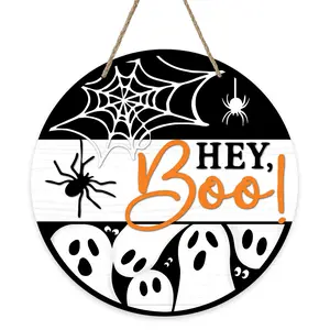 Halloween Hanging Decor, 1 Count Boo Letter Pattern Hanging Sign, Halloween Decoration for Home Party, Festivals & Party Supplies
