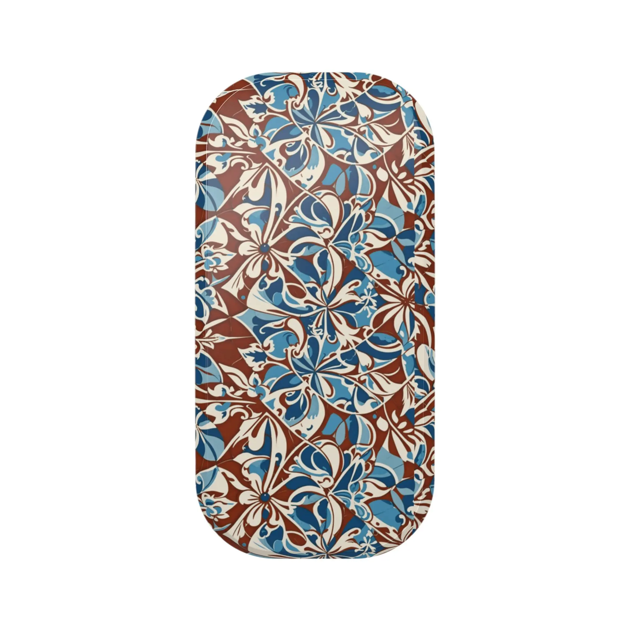 Blue Brown Floral Pattern Clickit Phone Stand | Pop Socket Phone Grip