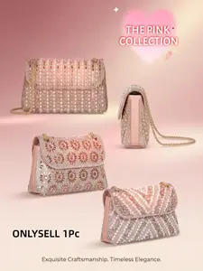 Rhinestone Pearl Evening Clutch Bag with Rhinestone Accents and Pearl Embellishments, Luxurious Sparkling Shoulder Crossbody Bag, Perfect for Weddings, Brides, Proms, Parties, Formal Events