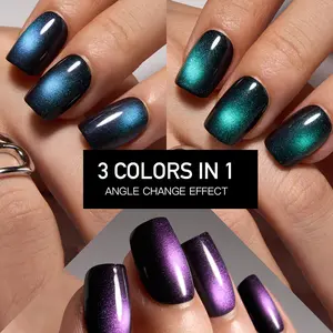 Mystic Teal Glow -On Nails Featuring a Gradient Teal-to-Navy Cat Eye Effect with Fine Silver Sparkle, Creating a Galaxy-Inspired Shine and Depth, Perfect for Adding a Touch of Cosmic Elegance and Mysterious Charm to Your Everyday or Special Occasion Look