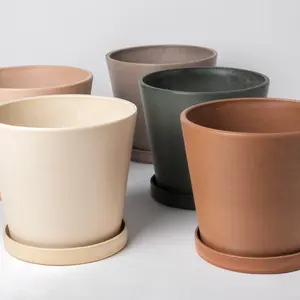 7" Tapered Signature Stone Planters | Earth Tones