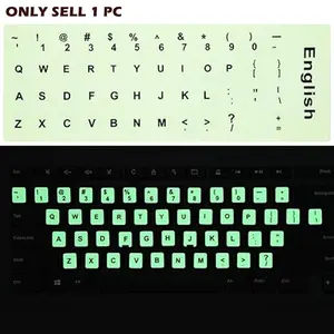 Glow-In-The-Dark Keyboard Stickers Set, Multilingual Fluorescent Letter Stickers with Dust Protection, Laptop Key Protection Film