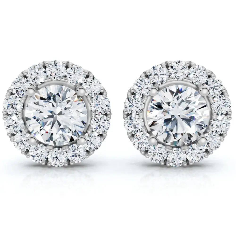 2 1/2Ct Diamond Halo Studs 14k Gold Lab Grown Women's Earrings 2 1/2Ct Diamond Halo Studs 14k Gold Lab Grown Women's Earrings