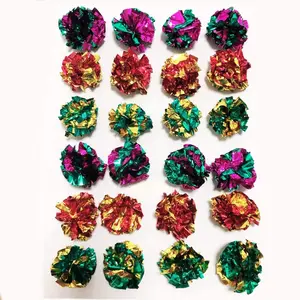 Crinkle Balls Interactive Crinkle Cat Toy Balls Independent Pet Toys for Fat Cats Kittens Exercise, Soft 2.36 to 2.5-Inch (24 Pack)