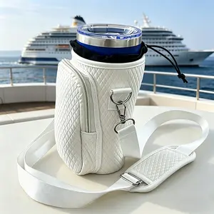 Large Capacity Cruise Cup Sleeve, Adjustable Shoulder Strap, Zippered Storage, Shockproof, Essential for Cruise Travel, Drink Protectors, Beverage Protector
