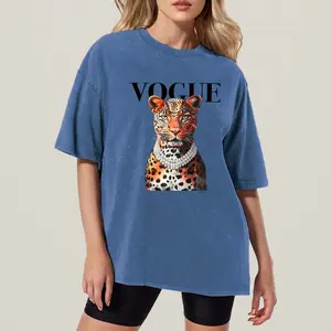 Fashion Leopard Graphic Washed T-shirt