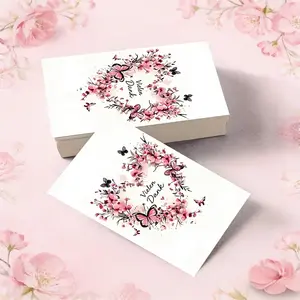 50 German Thank You Cards, Heart Butterfly Floral Design, Business & Daily Use, Gift Box Decorations, Thank You Cards
