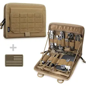 Tactical Folding Admin Pouch, Molle Tool Bag of Laser-Cut Design, Utility Organizer EDC Medical Bag Modular Pouches Tactical Attachment Waist Pouch Include U.S Patch