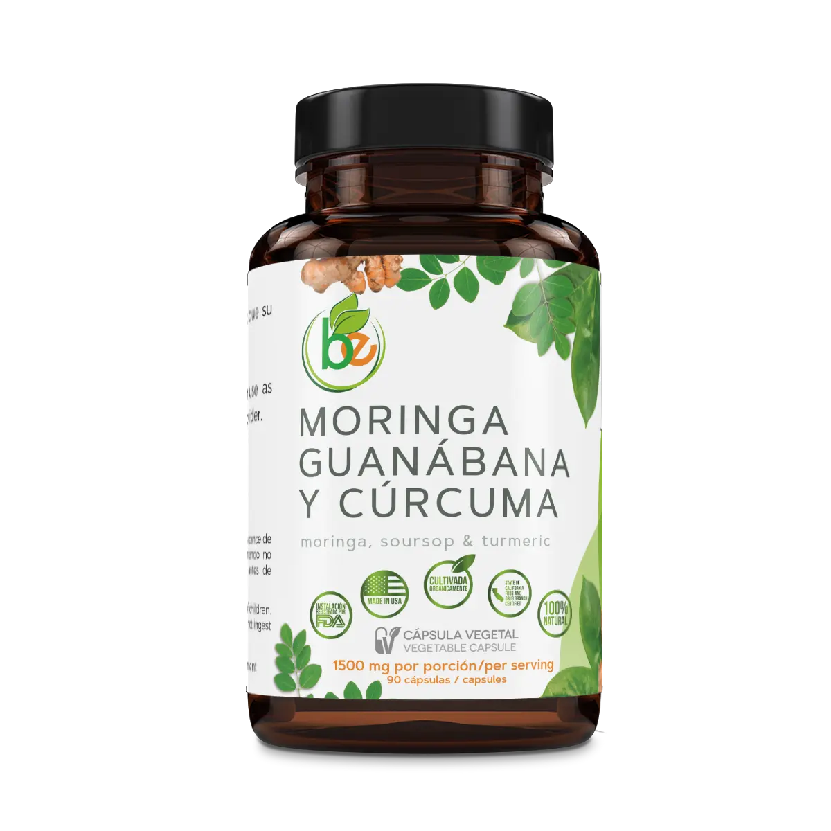 VIRAL Moringa, Guanabana & Curcuma – Soursop & Turmeric Blend – 90 Vegetable Capsules – 1500mg per Serving – 100% Natural Organically Grown Ingredients – Powerful Antioxidant & Immune Support Supplement – Non-GMO & Vegan