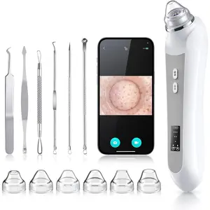 Blackhead Remover Vacuum Black Head Remover for Face with Camera Pore Vacuum for Men and Women USB Blackhead Remover Tools 6 Suction Heads & 3 Adjustment Modes Grey