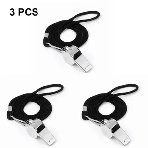 Whistle, 3 Pack Stainless Steel Sports Whistles with Lanyard, Loud Crisp Sound Whistles Great for Coaches, Referees, and Officials