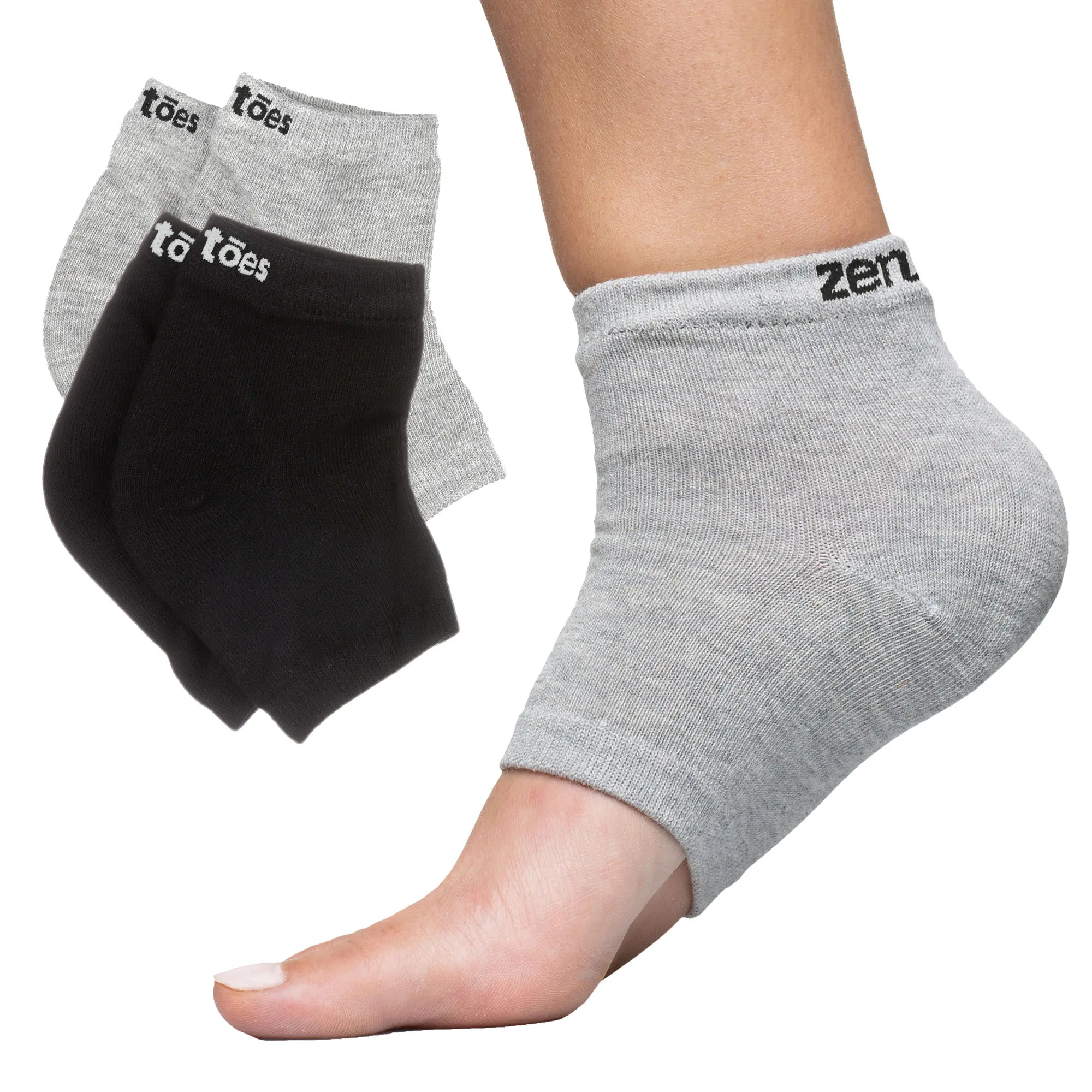 ZenToes Moisturizing Heel Socks to Soften Heels and Hydrate Dry Skin, Infused with Vitamin E, Olive & Jojoba Oil, Cotton Fabric Sleep Socks for Women, Hydrates Dry Skin, Softens Heels