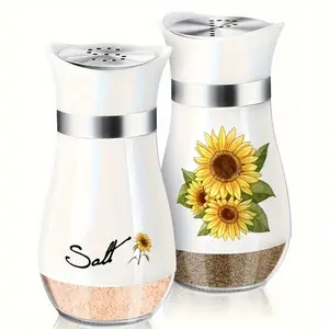 Salt and Pepper Shakers Set, Kitchen Gadgets Kitchenware 4oz 2 Pack with Stainless Steel Lids - for Kitchen, Cooking, BBQ, Bar, Table, RV & Camping