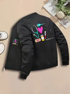 Medical Coat, Women's Printed Jacket, Fashionable Women's Jacket, Suitable for Casual and Formal Occasions, Durable and Multi-functional Design