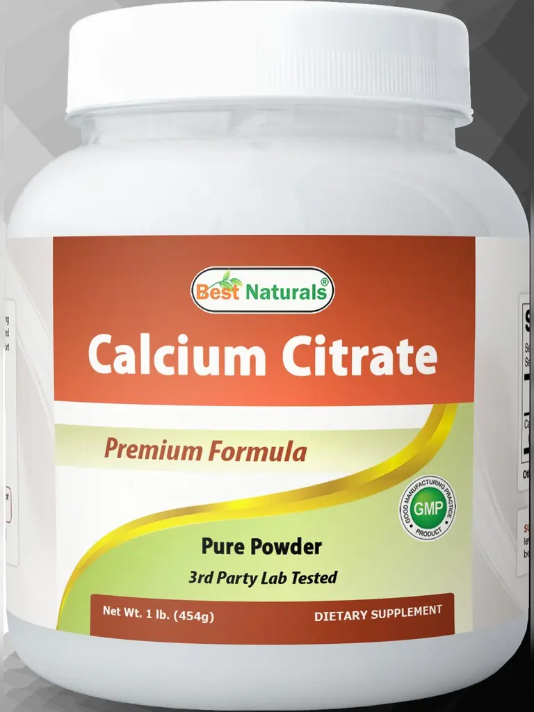 Best Naturals Calcium Citrate Powder - Calcium Supplement, High Bioavailable 3000 mg per Serving (600 mg Elemental Calcium) - Unflavored & Gluten Free - 1 Pound