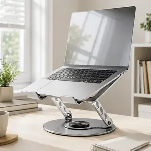 360° Adjustable Laptop Stand for Desk, Foldable Aluminum Laptop Holder with Cooling Ventilation, Ergonomic Notebook Riser for 10-17 Inch Laptops, Ideal for College Dorm, Study Setup, Work from Home, Office Desk, Online Classes Essentials
