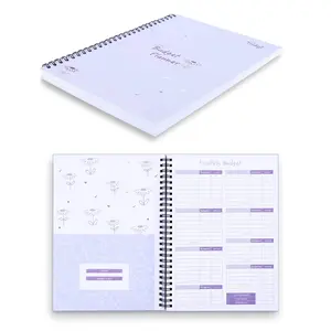 Soligt Monthly Budget Planner Book (Undated) with 12 Pockets for Income, Debt, Saving, Expense and Bill Tracker Organizer, Purple, Spiral Design