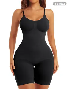 Women's Solid Adjustable Strap Scoop Neck Shapewear Jumpsuits, High Stretch Tummy Control Butt Lifting Shaper, Women's Spaghetti Strap Shapewear for All Seasons