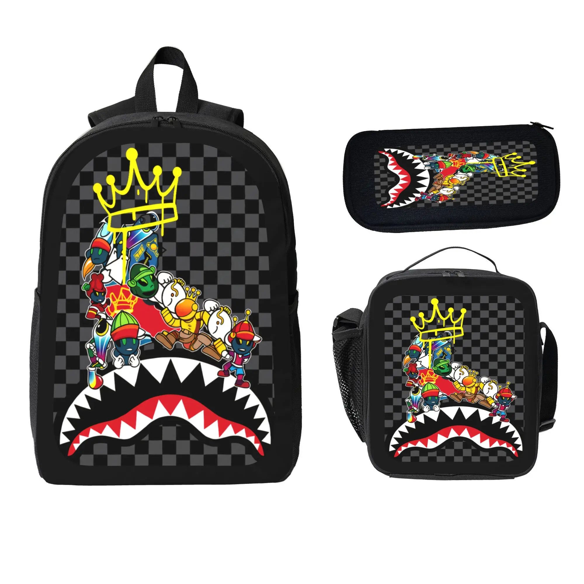Elementary to Middle School 3-Piece Compact School Backpack Set - Includes Backpack, Lunch Bag, Pencil Case - Lightweight, Stylish, Durable, Compact Set