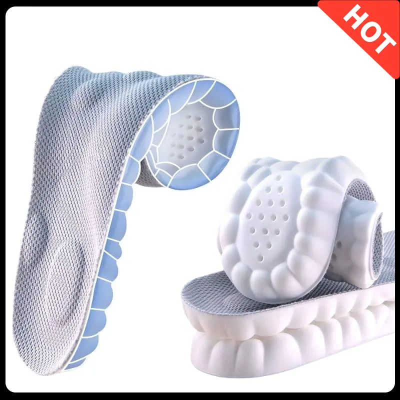 4D Cloud Soft Foam Cushioned Insoles for Men Women - Shock-Absorption Arch Support, Breathable Cuttable Anti-Sweat Pads, Anti-Fatigue Universal Liners Fit Sneakers, Work Shoes