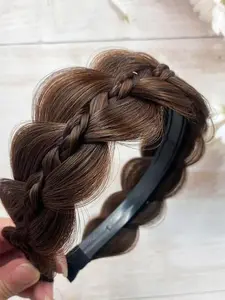 Women's Wide Braided Headband with Teeth, Synthetic Fishtail Braid, High Elasticity, Chic All-Match Hair Accessory for Stylish Hairstyles, Chic Headbands, Elastic Fashion Headbands