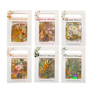 240PCS Gold Foil Botanical Stickers, Holographic PET Transparent Waterproof Flower Eucalyptus Scrapbooking Sticker, Floral Decals for Water Bottles Phone Cases Laptops Journal Planner Card Making