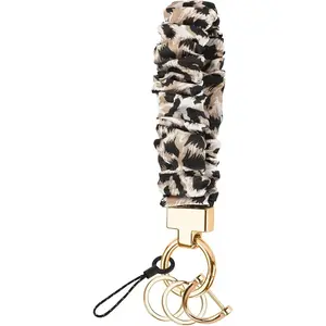 Scrunchie Keychain Wristlet for Women - Stretch Car Key Holder Bracelet, Key Chain Wristlet for Gym, Shopping & Travel