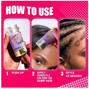 Hair Sleek Stick - Extreme Firm Hold 24 Hours Edge Tamer for Professional Look - Gel, Haircare