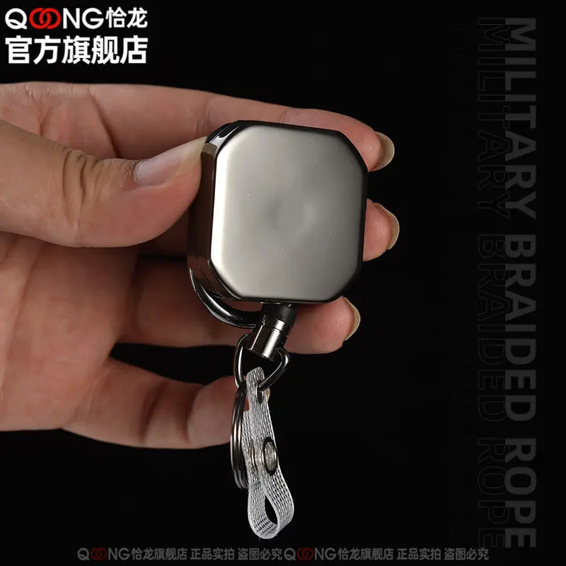 Stainless Steel Wire Rope Key Ring With Opening Ring All Metal S High-quality Telescopic Key Chain Easy to Pull Buckle H06