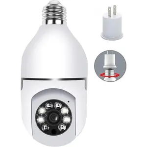 Light Bulb Security Camera, E27 WiFi Color Night 360 Degree Pan/Tilt Panoramic IP Camera, 2.4GHz 1080P Smart Home Surveillance Kids Cam with Motion Detection Alarm Night Vision Two Way Talk