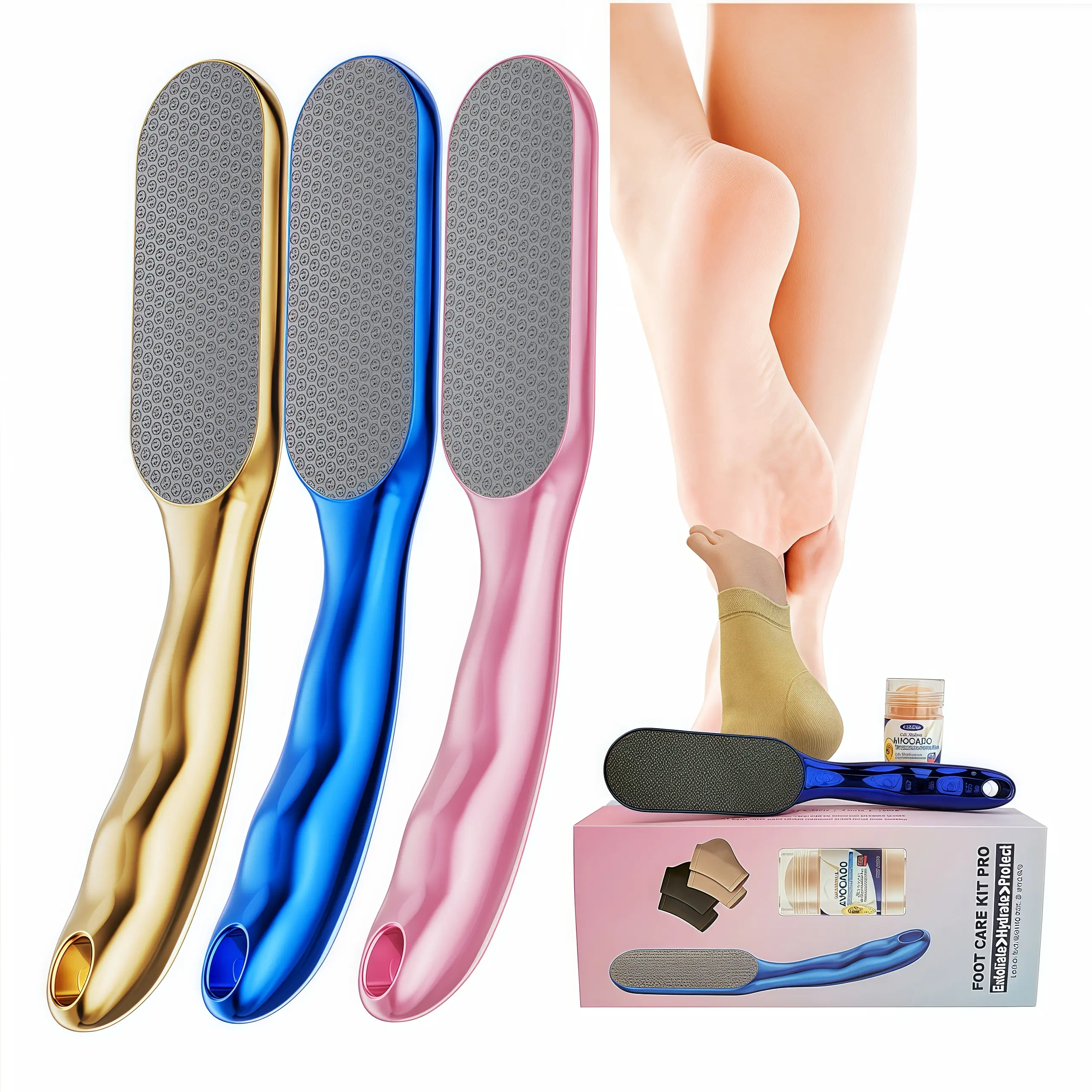 The Thai Lyfe Foot File- Exfoliates Callused Feet with Advanced Nano-Glass Technology, Non-Slip & Ergonomic Handle for Baby Soft Feet in minutes! Waterproof and easy to clean. .Smooth your feet Gentle  callus remover for feet