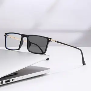 Fashion High Definition Color Changing Reading Glasses Men Women, Business Ultra Light Square Frame Presbyopia Glasses, Secure Metal Hinge Reading Glasses, Suitable for Daily Reading and Decorative Use