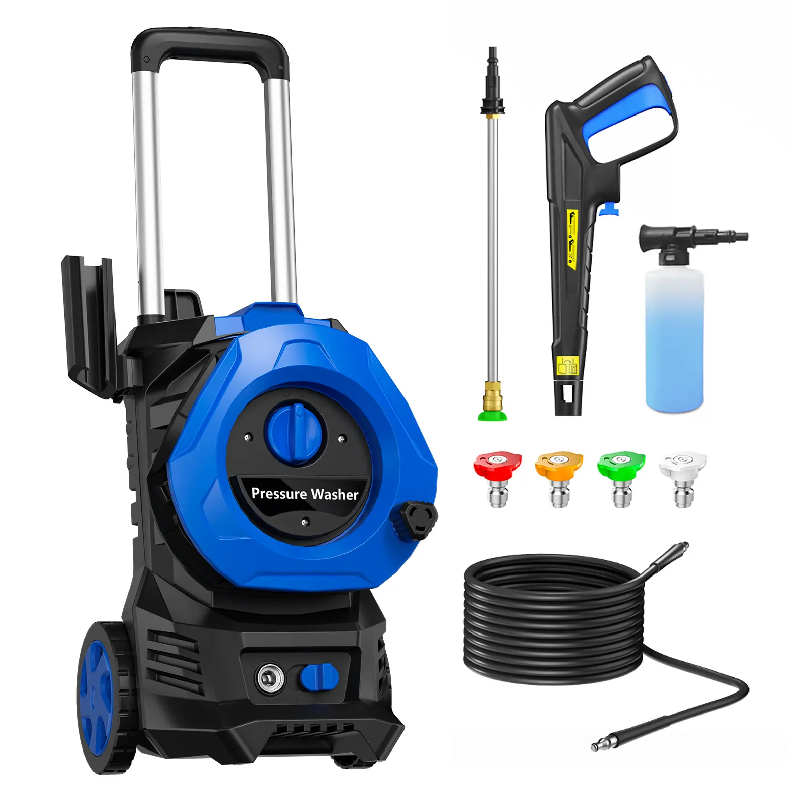 Electric Pressure Washer,5350PSI MAX Max 2.5GPM Power Washer with 25 Feet Hose,4 Quick Connect Nozzles,Foam Cannon, Power Cord, Car Wash Machine, Cleaning for car wash, garden,driveway,home,fence,boat,shed,house exterior