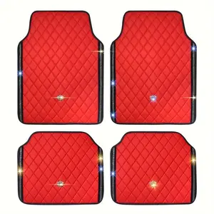 Rhinestone Decor Car Floor Mat, 4 Counts/set Glitter Car Floor Mat, Universal Car Interior Accessories for Women & Men, Girly Car Interior Sets