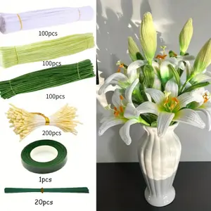 521-piece lily twist stick bouquet set, DIY craft material kit, upgraded and reinforced twist sticks for DIY craft projects, graduation gift, holiday gift (not a finished product)