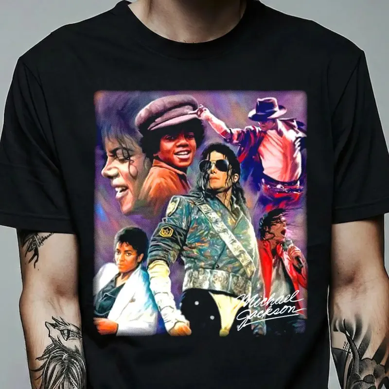 [Sale Up To 50%] Michael Jackson King of Pop Portrait Tee, Halftone Music Legend Shirt, Retro Pop Vibes, , MJ Music T-Shirt for Fans, Gift for Him, Gift for Her tiktokshopspringglowup