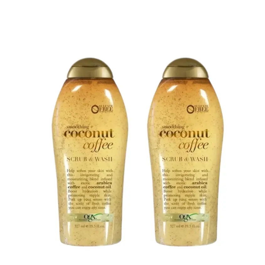 OGX Smoothing + Coconut Coffee Exfoliating Body Scrub - Skin Care Moisturizing Cleanser, 19.5 Fl oz 2 Jars Multi-Pack, Softens Dead Skin, Coconut Moisture, 24 Months Shelf Life Bath & Body Care Cosmetic