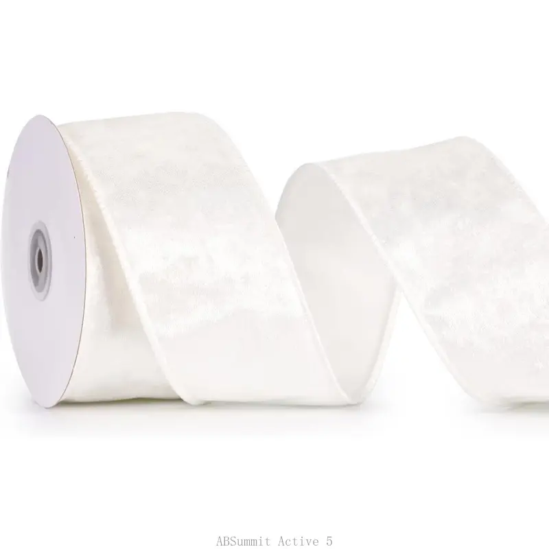 2.5 Inch White Crushed Velvet Ribbon Wired Thick Ribbon for Christmas Decorations Gift Wrapping Wreaths Tree Toppers 10 YardsABSummit Active