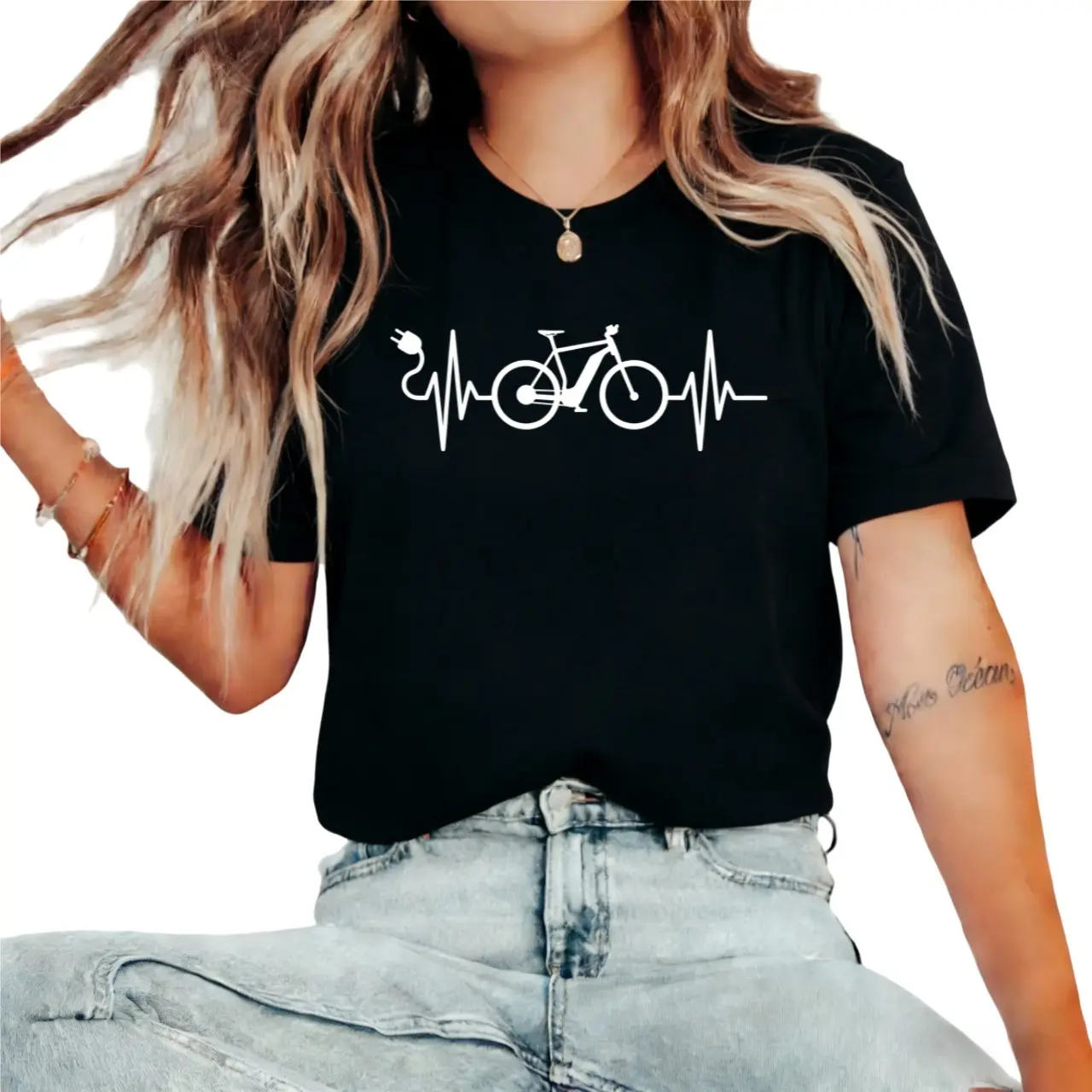 Exquisite and Comfortable-Cycling Electric Bicycle Cyclist E-Bike T-Shirt Same Style for Men and Women Summer Short-sleeved Printed T-shirt 180G Cotton Fashion