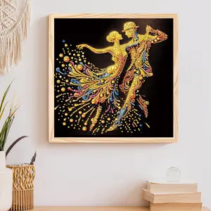 Duo Dance Pattern DIY Diamond Arts Colorful Painting Kit, 1 Set 5D Handmade Creative Picture for Beginners, Wall Art Decor for Home