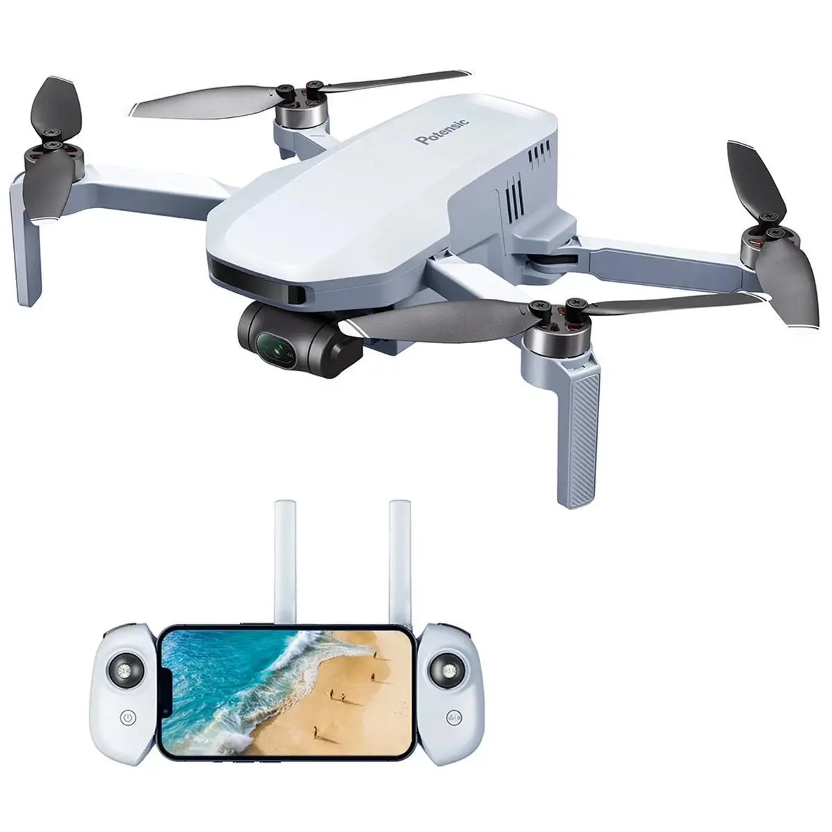Potensic APM1510112 Atom GPS Drone with 4K 3-Axis Gimbal Camera, White