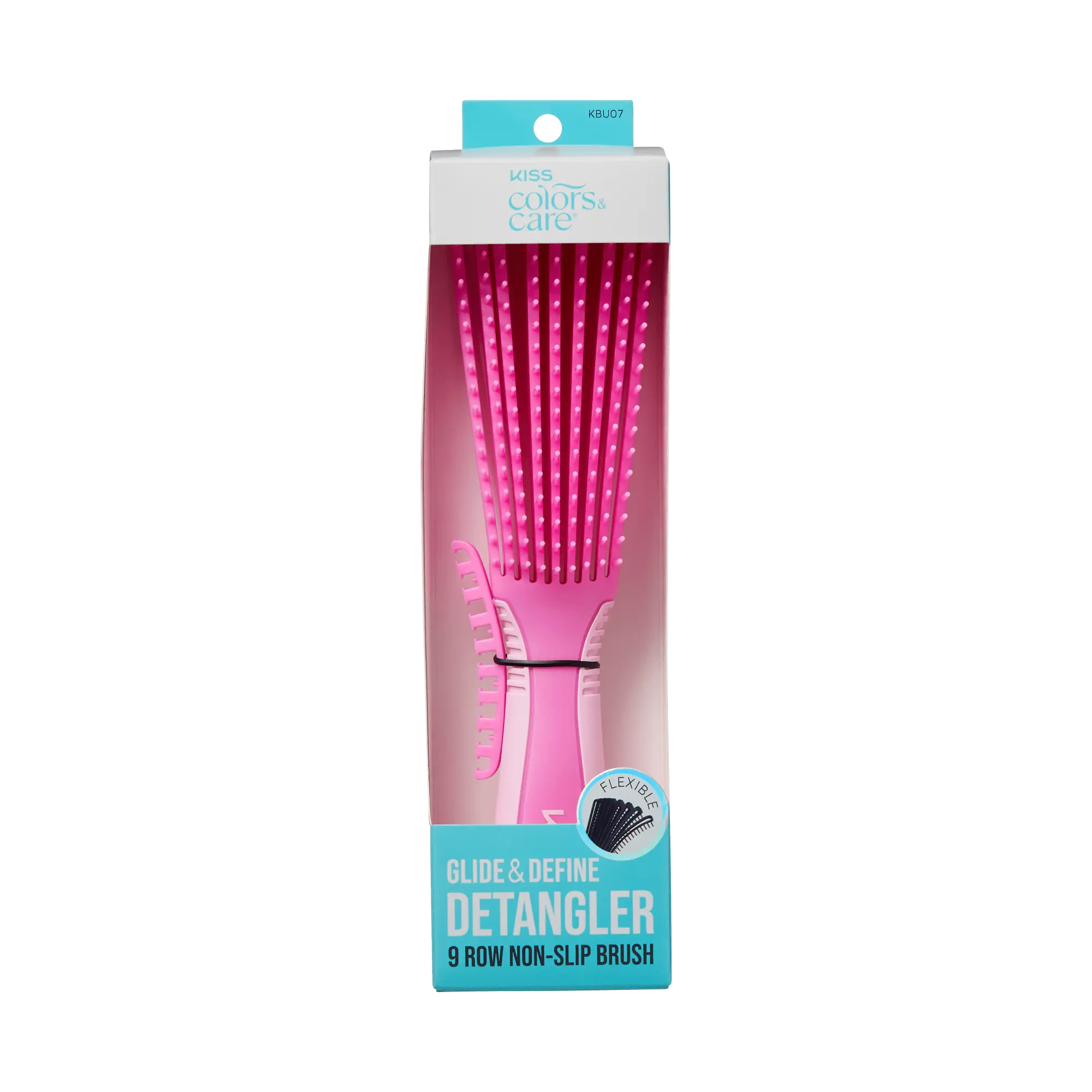Kiss Colors & Care Glide & Define Non-Slip Detangling Brush | 9 Rows, Detangling Brush, Curl Brush