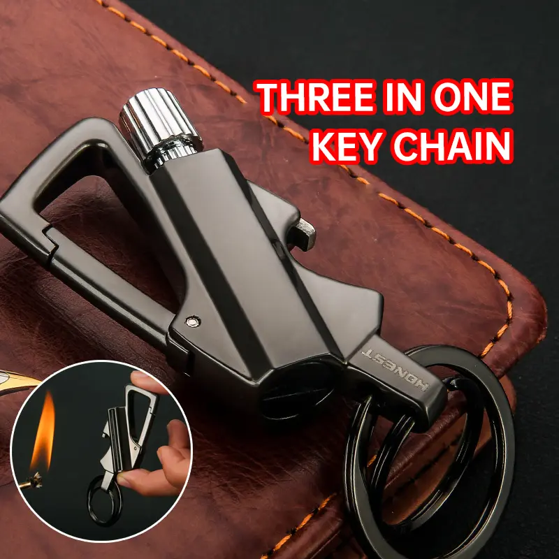 1 Pack Permanent Match Infinity Lighter with Multitool Keychain Bottle Opener (No Kerosene Included), Reusable Waterproof Match Strike Anywhere, for Men