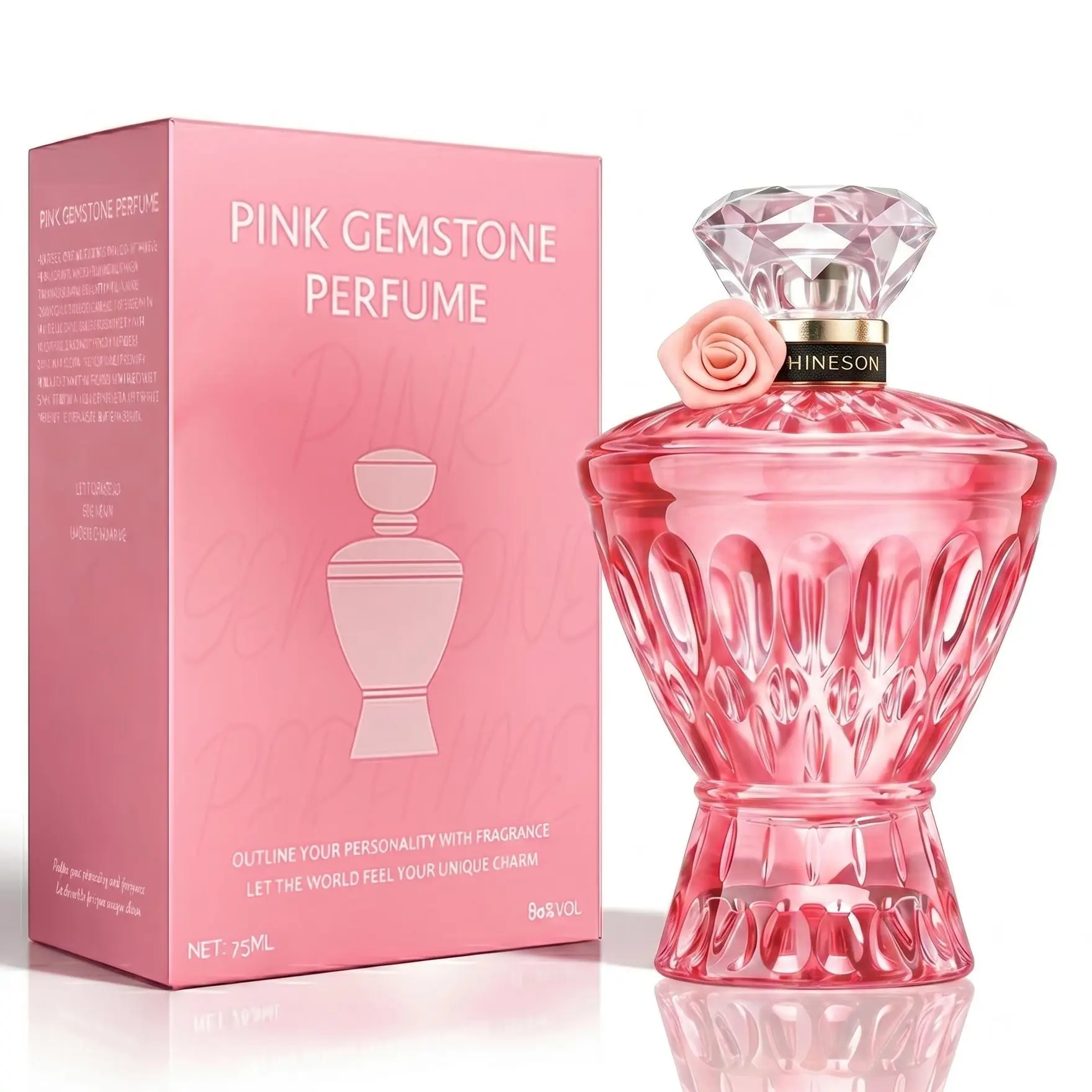 Valentine’s Day Gift: Pink Gemstone Perfume for Women (75ML) - Romantic Fresh Fruit Scent: Orange/Bergamot Top, Black Coffee/Jasmine Heart, Patchouli/Musk Base | Sparkling Pink Crystal Bottle with Rose Accent, Perfect V-Day Fragrance Aromatic Floral summe