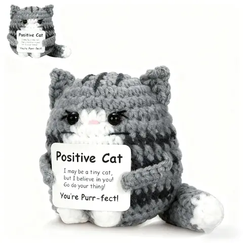 Crochet Positive Cat Animals Animal Design, Christmas Stocking Stuffers Emotional Support Nuggets Funny Cat Lover Gifts for Women Men Mom Dad Birthday Valentines Cute Themed Decor Stuff Merch