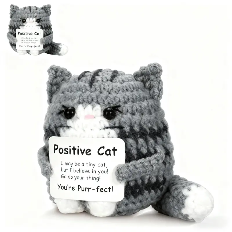 Crochet Positive Cat Animals Animal Design, Christmas Stocking Stuffers Emotional Support Nuggets Funny Cat Lover Gifts for Women Men Mom Dad Birthday Valentines Cute Themed Decor Stuff Merch