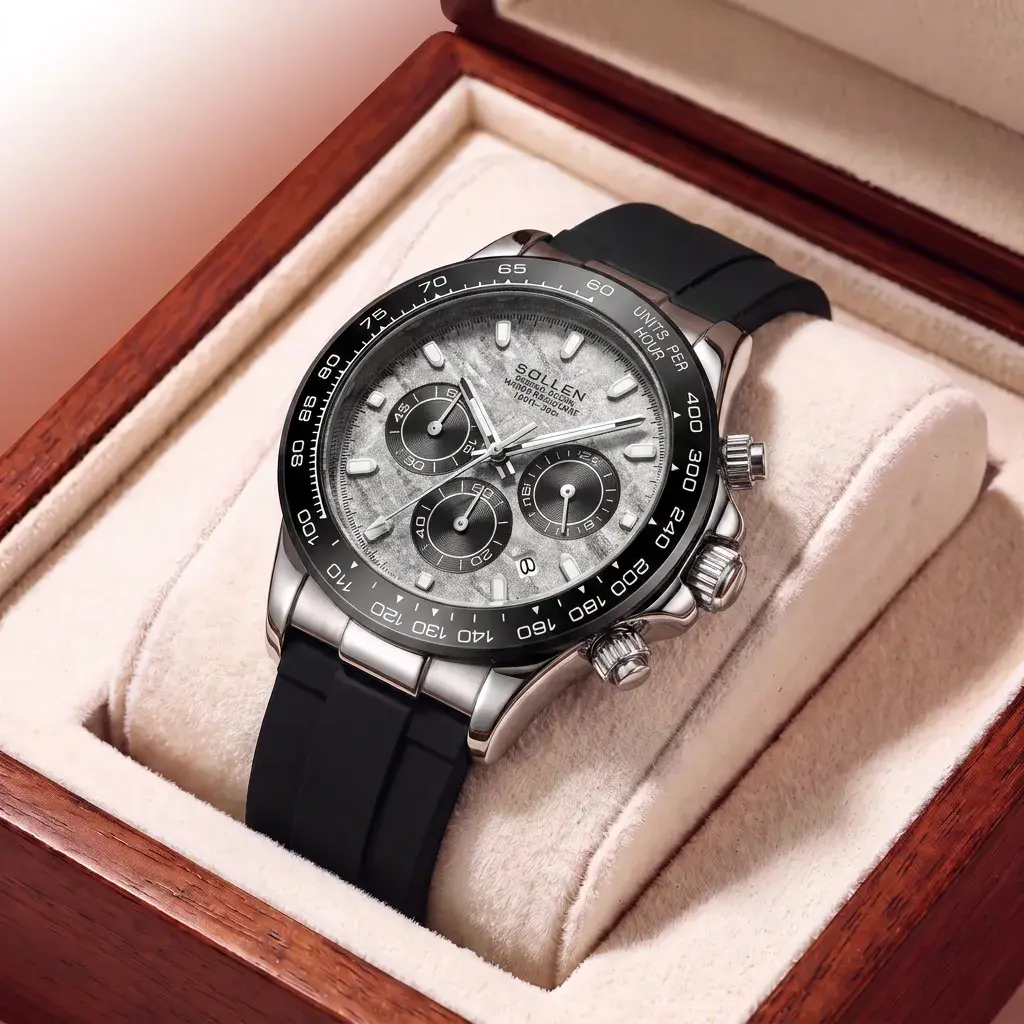 Stylish Men’s Chronograph Quartz Watch, Sport Large Dial with Textured Surface, Day‑Date Calendar, Durable Water‑Resistant Silicone Strap, Minimalist Sport Look, Perfect Gift for Boyfriend, Husband for Christmas, Valentine’s, Father’s Day & Anniversaries